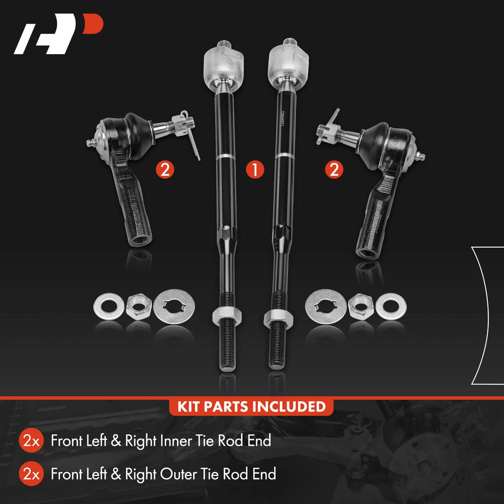 Set of 4 Front Inner & Outer Tie Rods for Chevy HHR Cobalt (2005–2011)