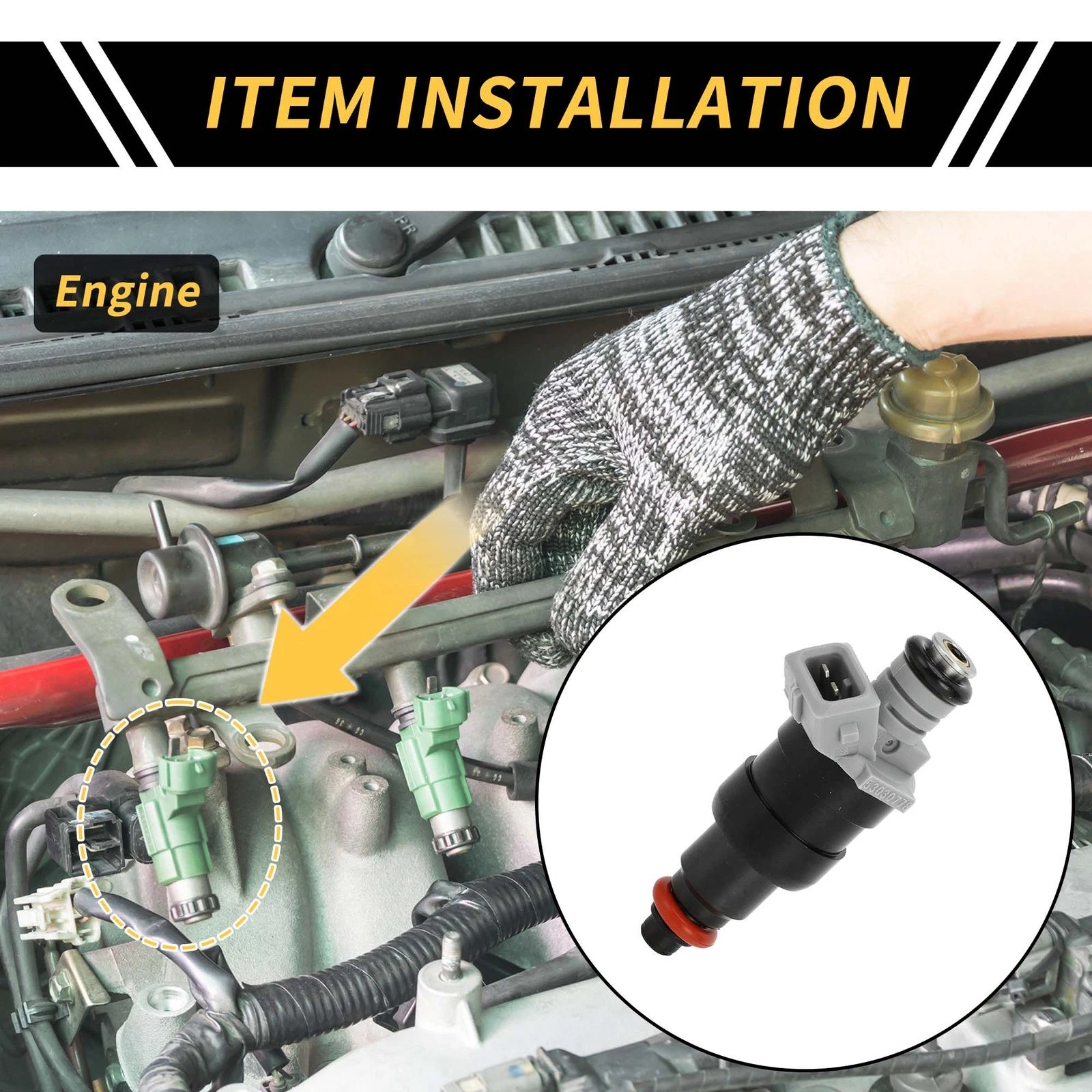 Fuel Injector for Dodge Ram 1500 (1996–1999) No. 53030778, 1 Hole, Black