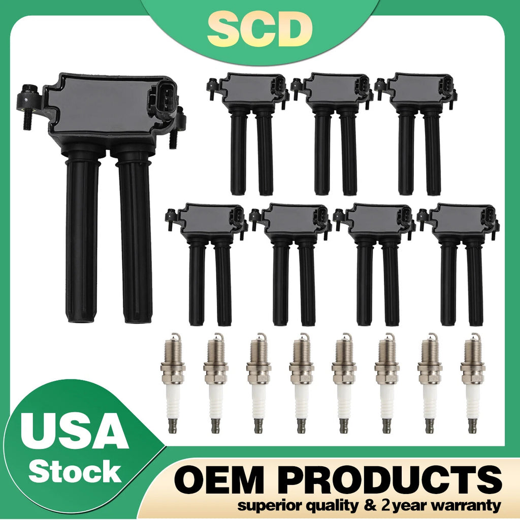 Set of 8 Ignition Coils & Spark Plugs for Jeep Dodge Durango Charger Ram Chrysler V8 (2000–2023)