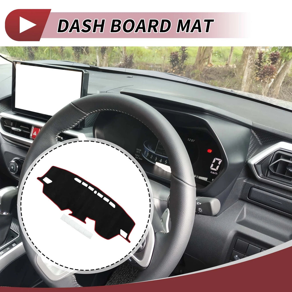 Dashboard Cover Mat for Toyota Raize (2013–2020) - Sun Protector Black Red