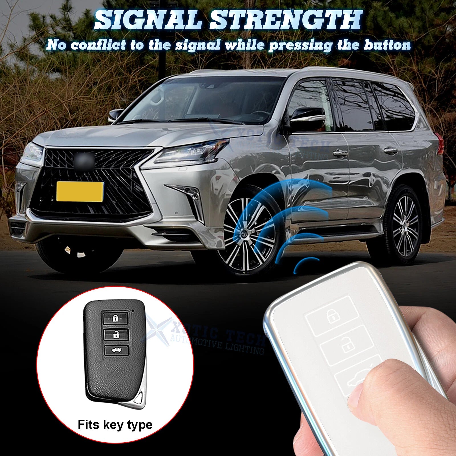 Full Seal TPU Remote Key Fob Case Shell for Lexus (2014-2020) 3-Button