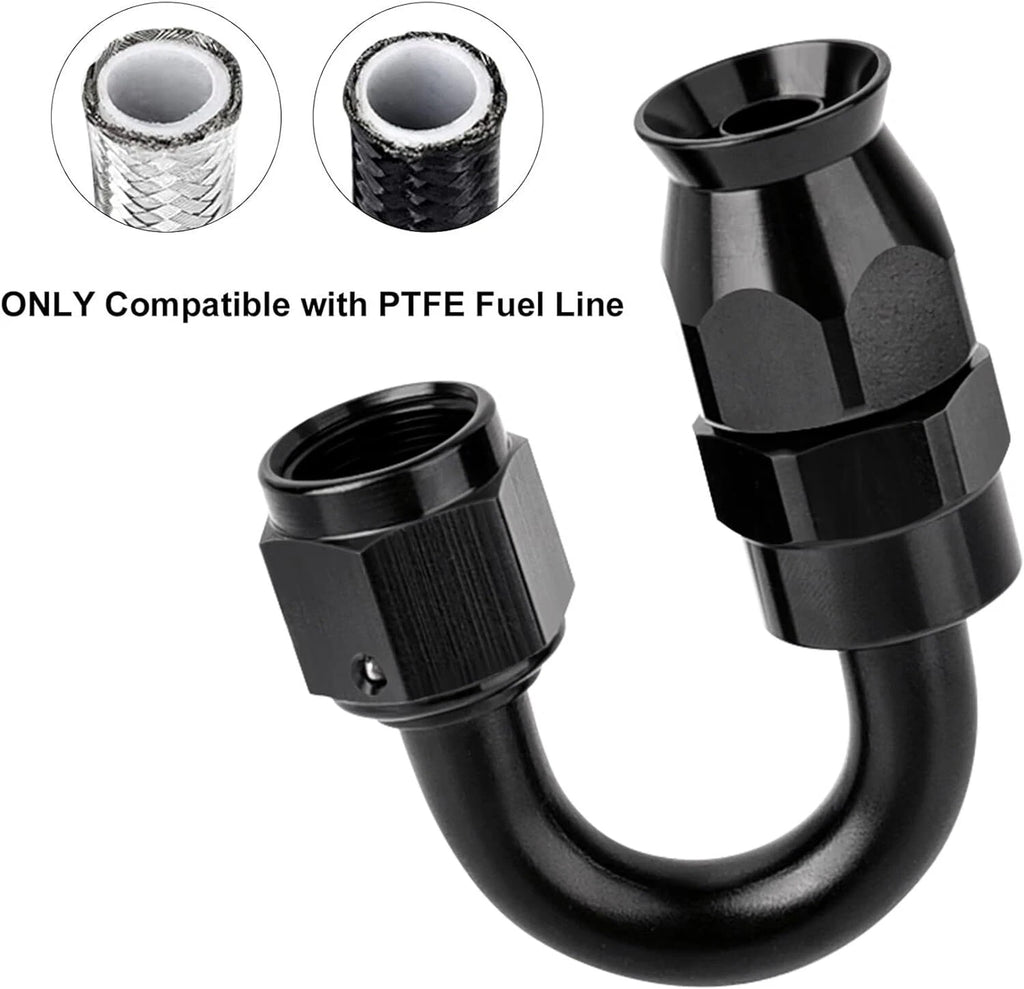 PTFE Hose End Fitting (2PCS) for 180 Degree Black for E85 (10AN, 2018-2024)