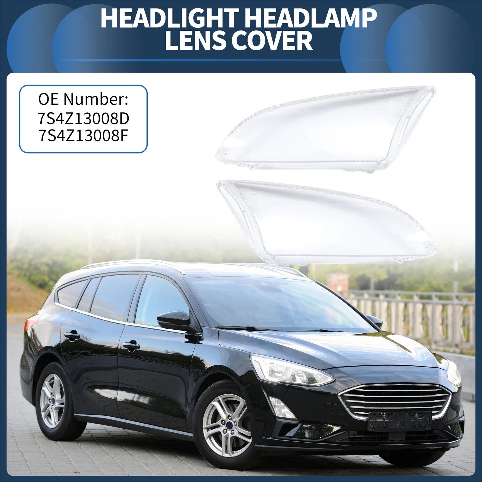 1 Pair Headlight Lens Cover for Ford Focus (2005–2008)