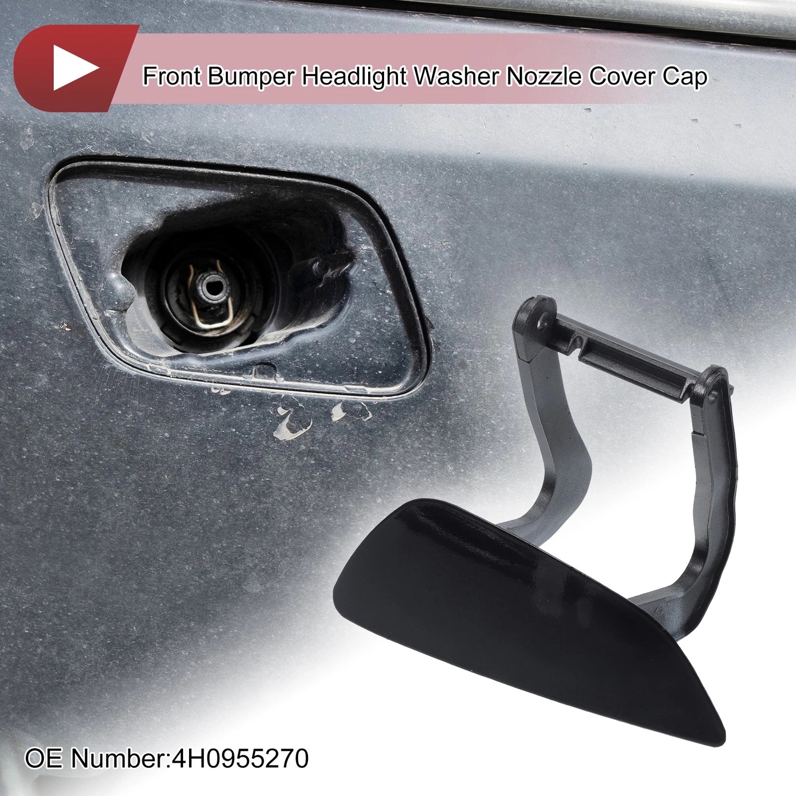 Front Right Washer Nozzle Cover Cap for Audi A8 (2009–2014) 4H0955450A Black