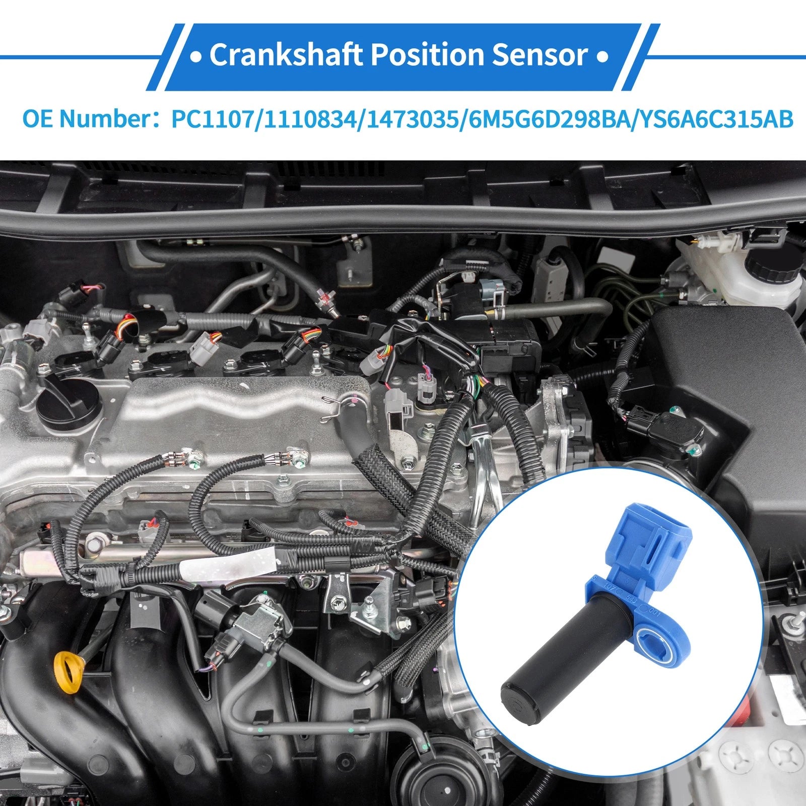Crankshaft Position Sensor for Ford Fiesta Mk6 1.6 Ti (2010–2015) No. 6M5G6D298BA