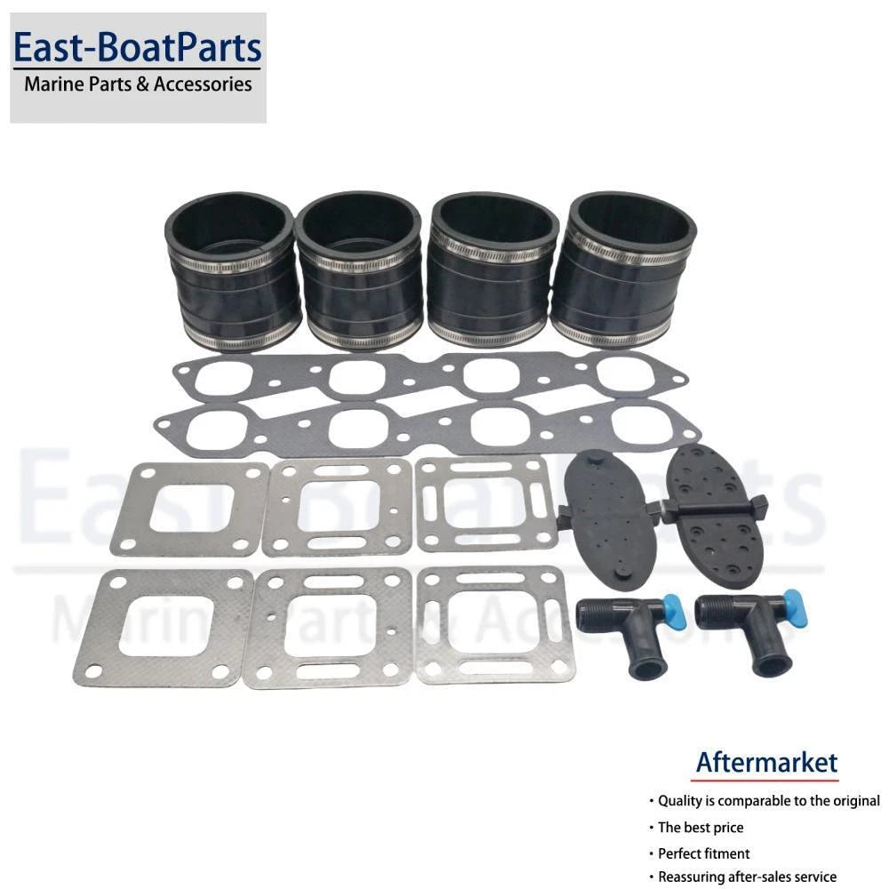 Exhaust Manifold Kit & Gasket 32-44348T, 27-860232 for Mercruiser V8 (4")