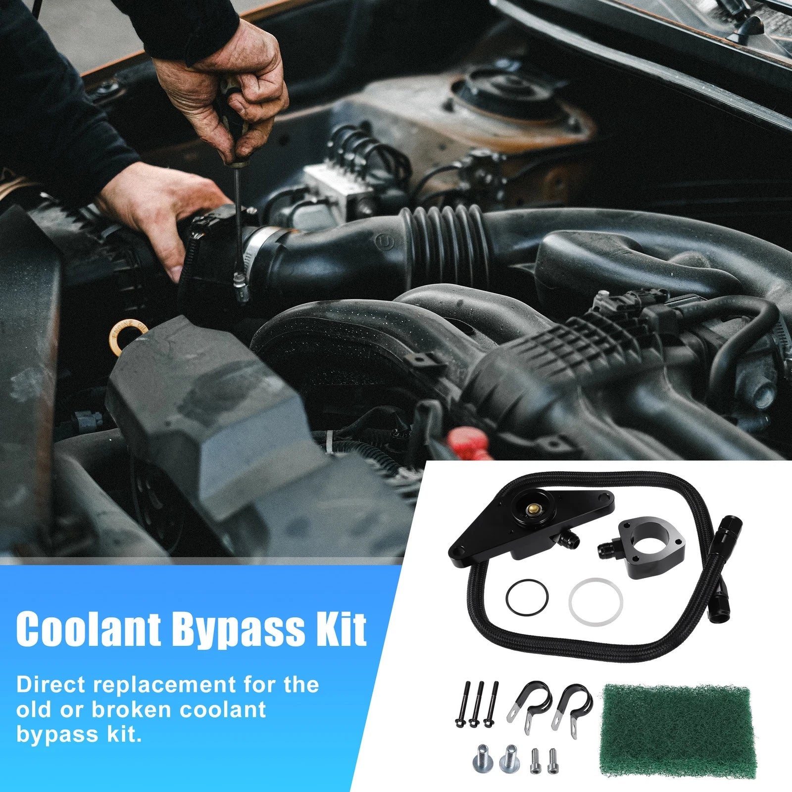 Set of 1 Coolant Bypass Kit for Dodge Ram 6.7L (2007–2018) Black