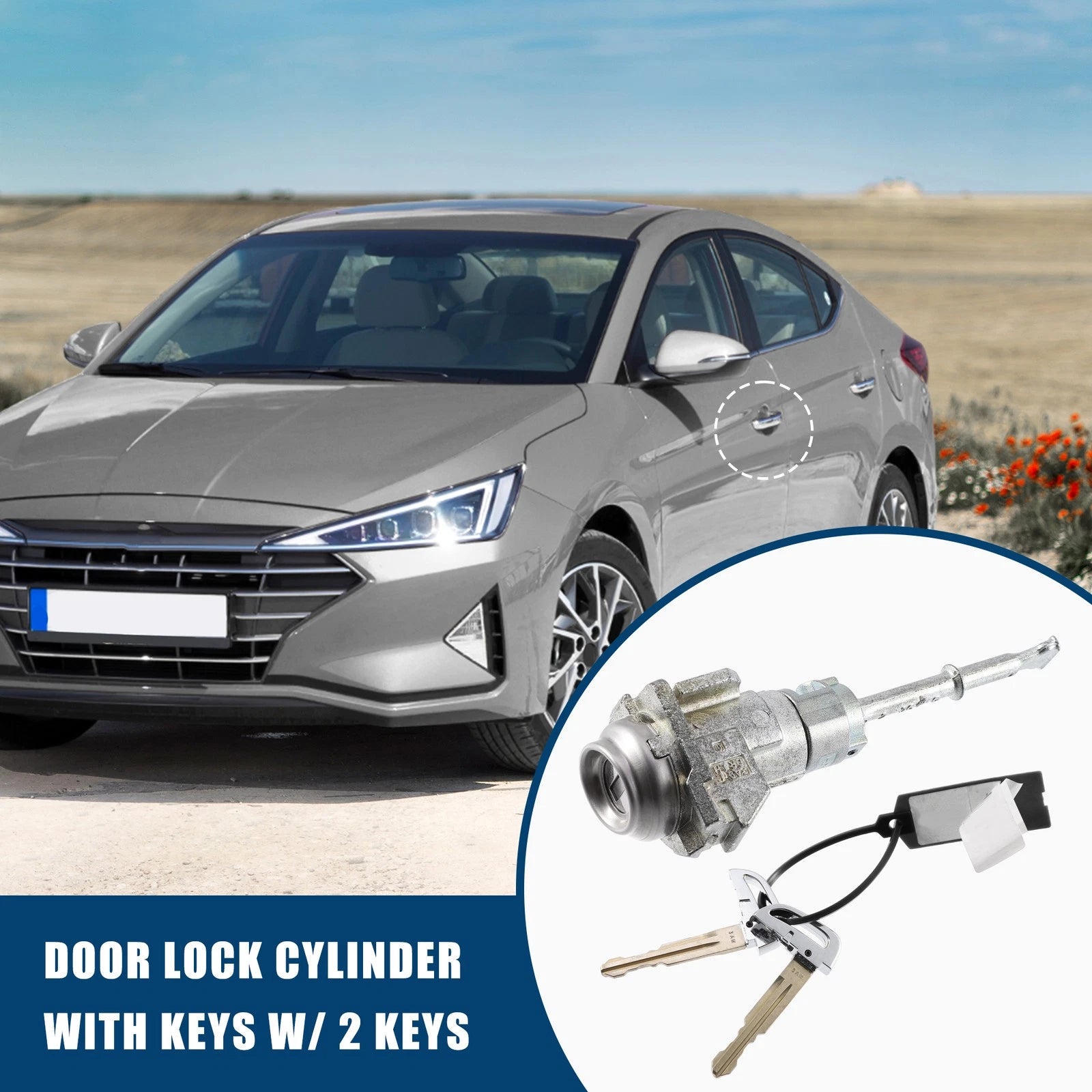 Front Left Door Lock Cylinder w/ Key for Hyundai Elantra (2017–2020) 81970-F0000