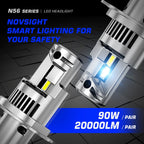 2X 9003 H4 LED Headlight Bulbs Kit 90W 20000LM for Automotive