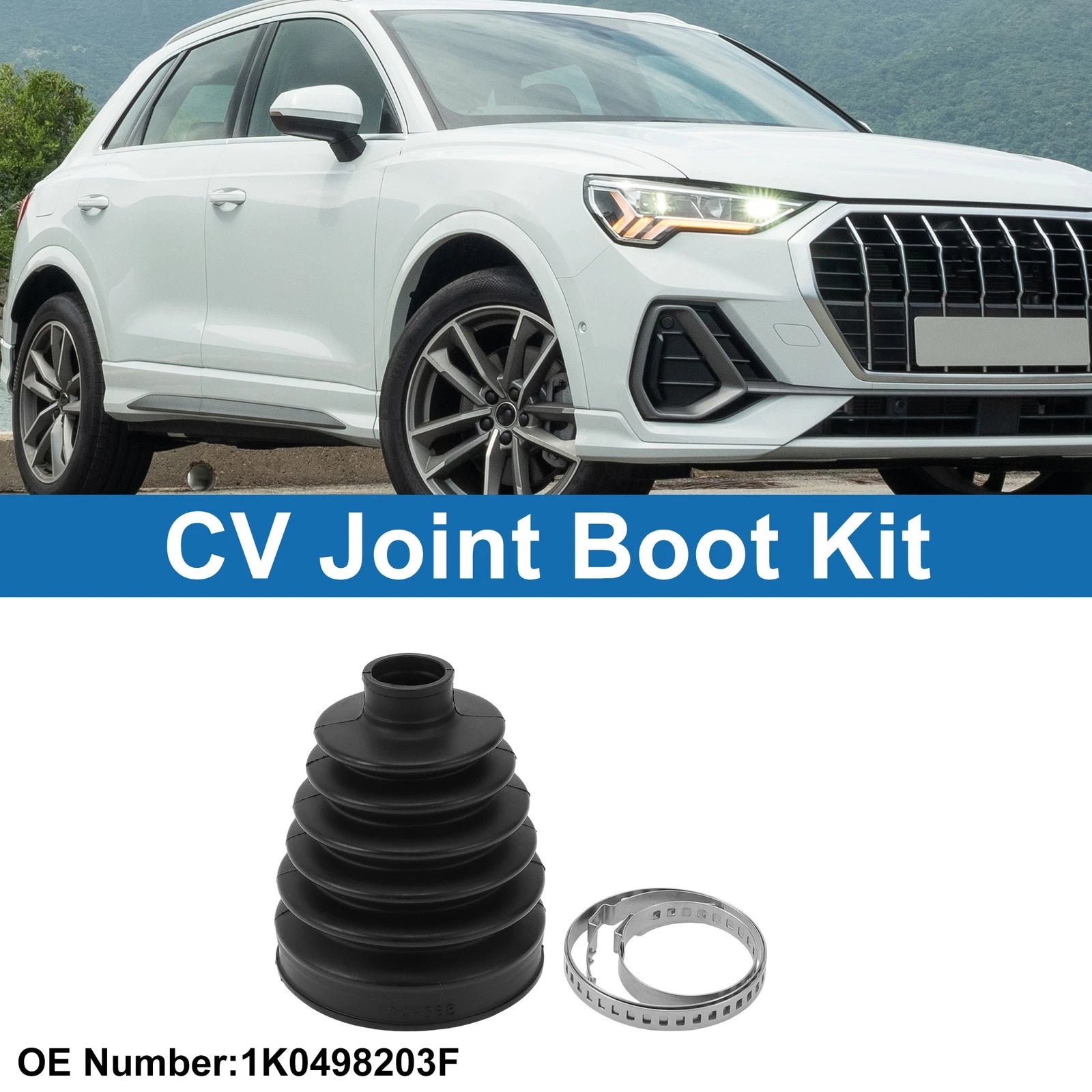 Outer CV Joint Boot Kit with Clamps for Audi Q3 (2015–2018) 1K0498203F