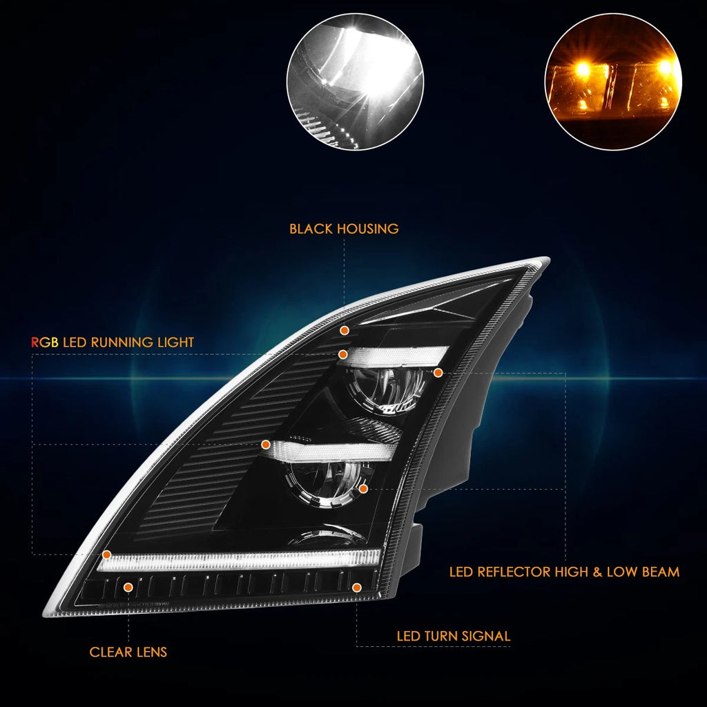 Projector Headlights for GMC Sierra (2014–2019) Black Housing Clear Signal