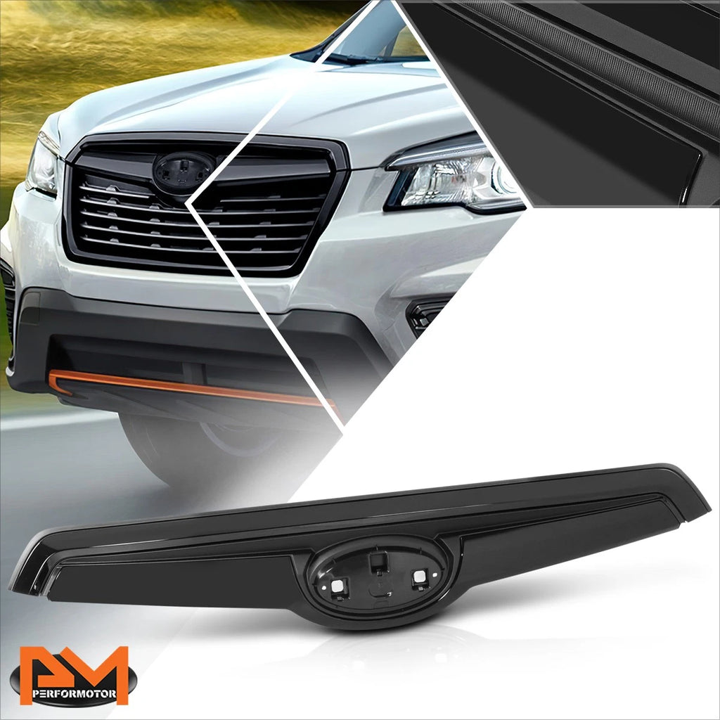 Factory Style Upper Grille for Subaru Forester (2019–2021) w/Badge Slot, Black Moulding
