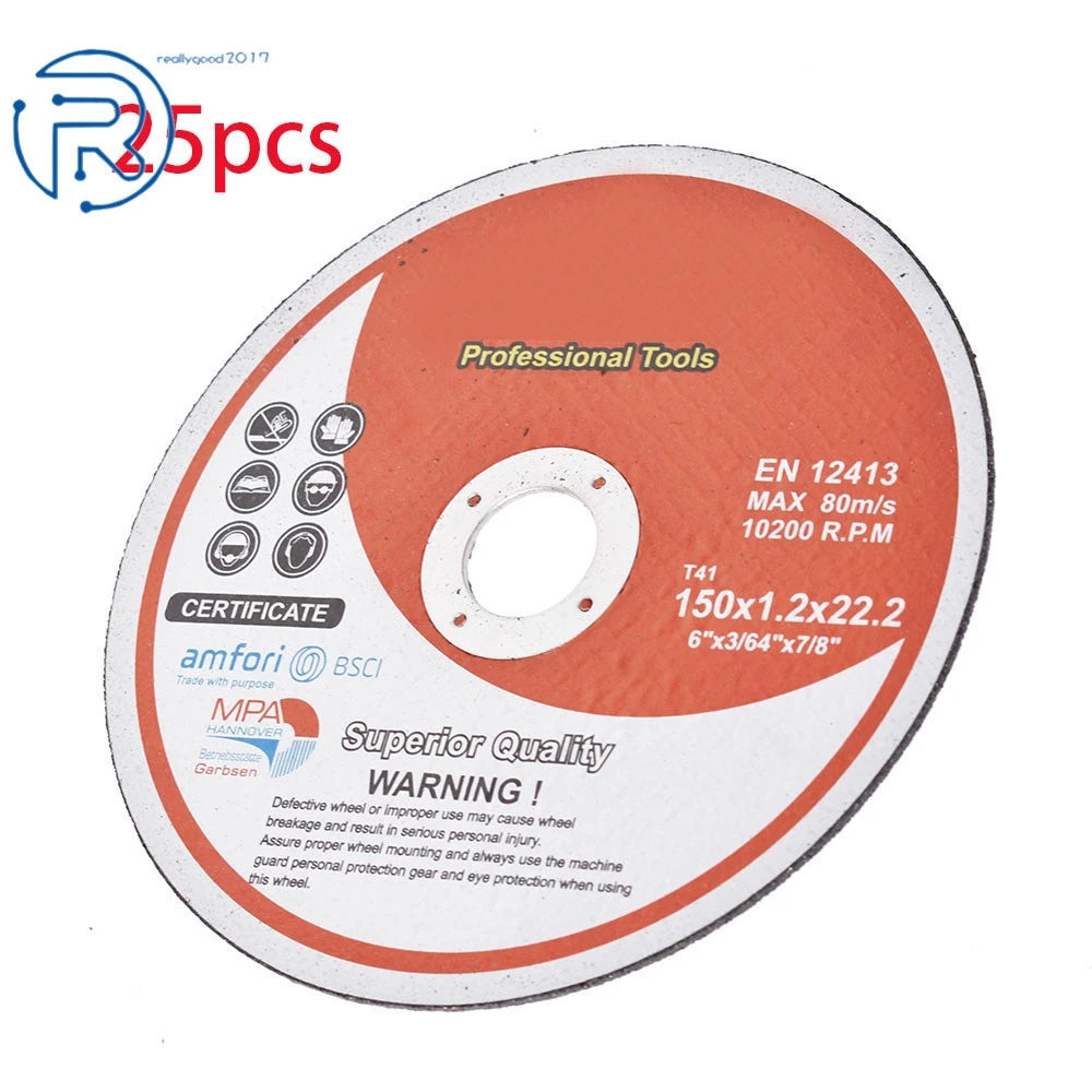 25 Pack Cut-off Wheel for Metal & Stainless Steel (6"x.045"x7/8")