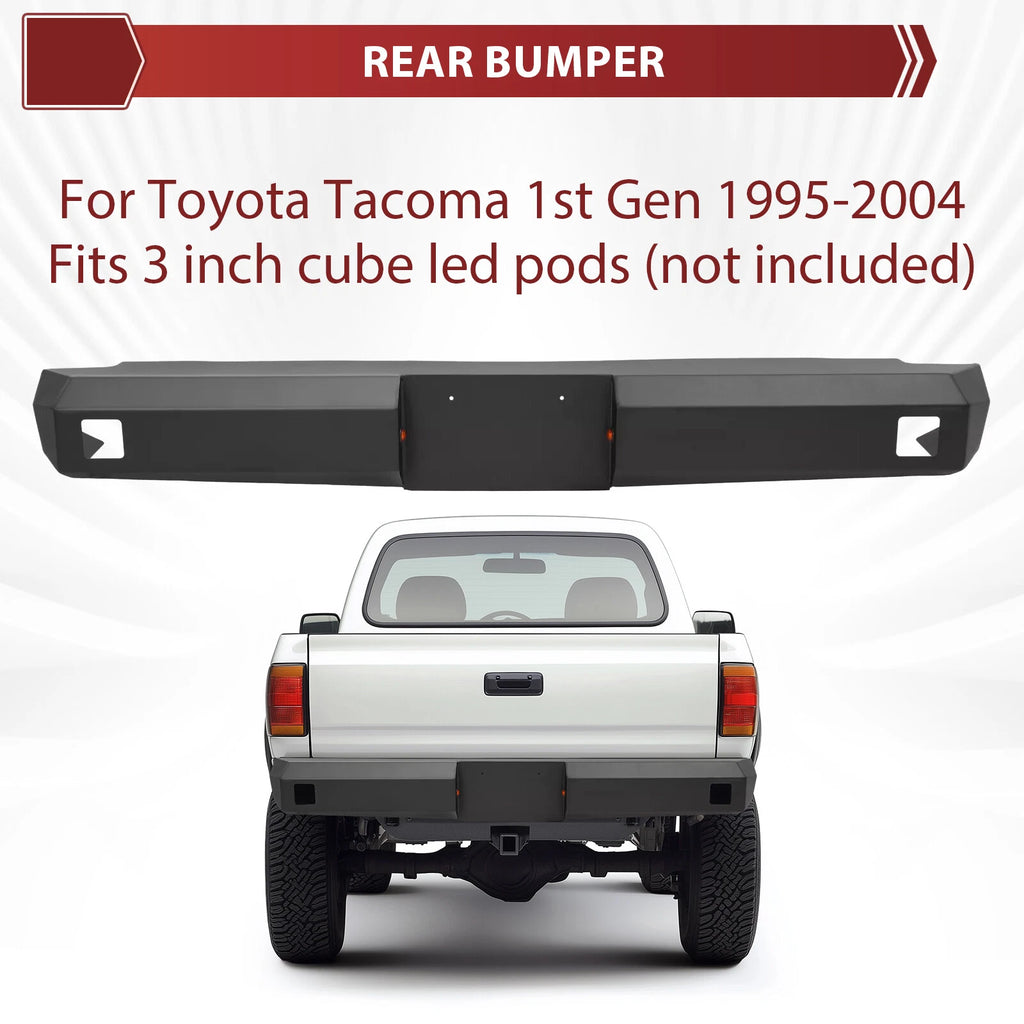Black Steel Rear Bumper for Toyota Tacoma (1995–2004) Powder Coated