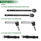 6X Front Suspension Kit Tie Rod End Sway Bar Link for Cadillac Escalade (2015–2019)