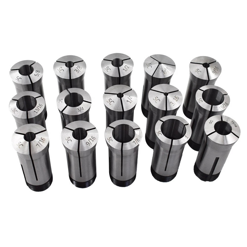 15 Pc Round Collet Set for Lathe (1/8" - 1")