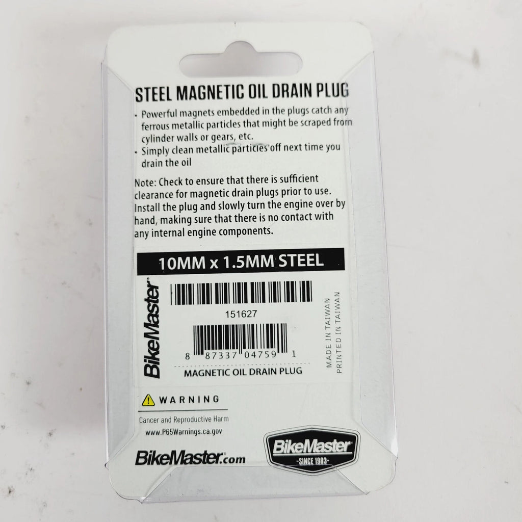 BikeMaster Steel Magnetic Oil Drain Plug 10mm x 1.5 for Kawasaki KDX200 (1983–2006)