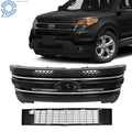 Front Bumper Upper Grille Assembly for Ford Explorer (2011–2015) Glossy Black