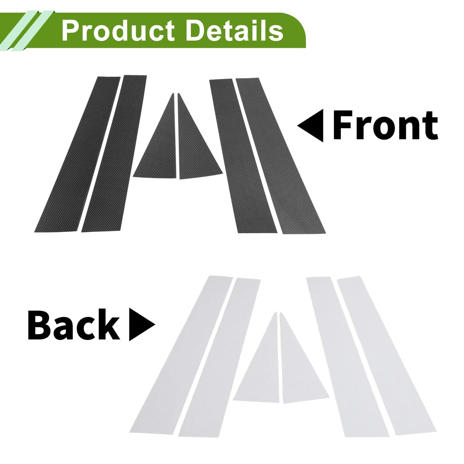 6 Pcs Pillar Window Trim for Chevy Captiva (2006–2015) Carbon Fiber Black