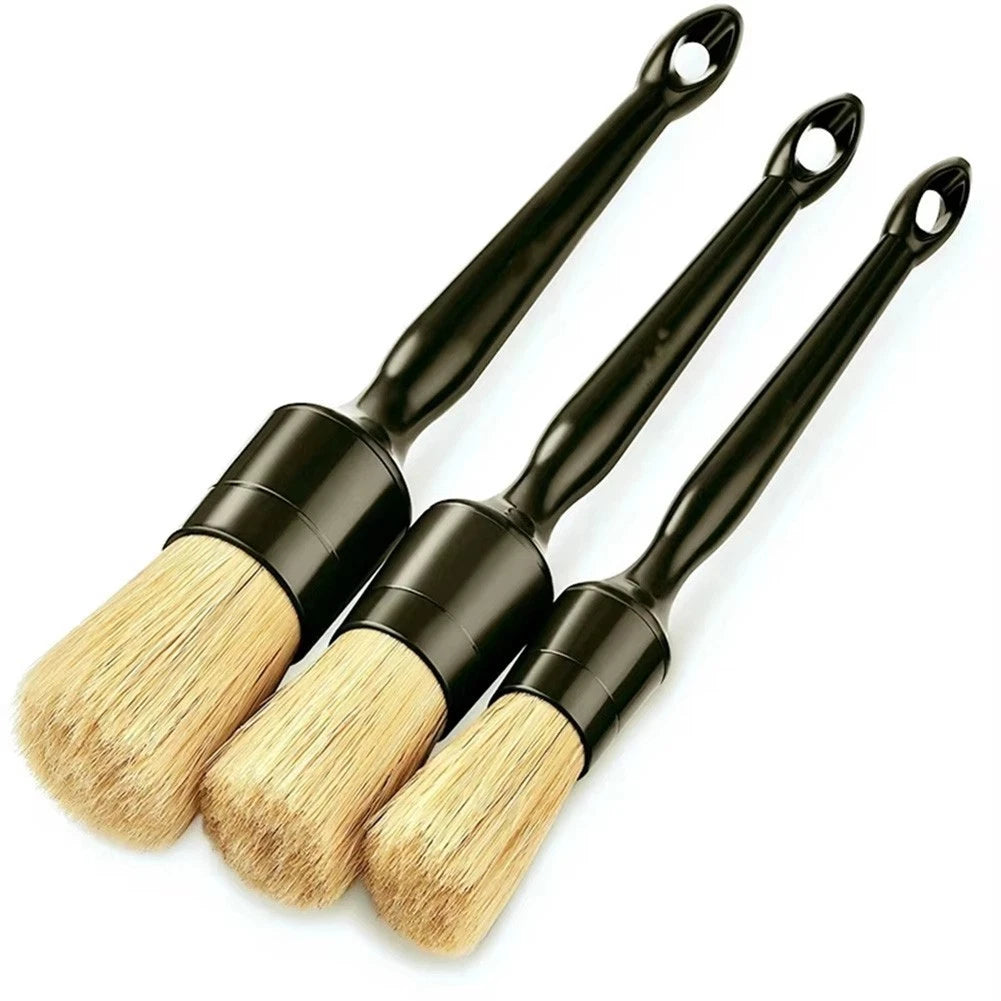 3X Car Cleaning Brushes for Interior Dashboard Vents Wheels and Rims
