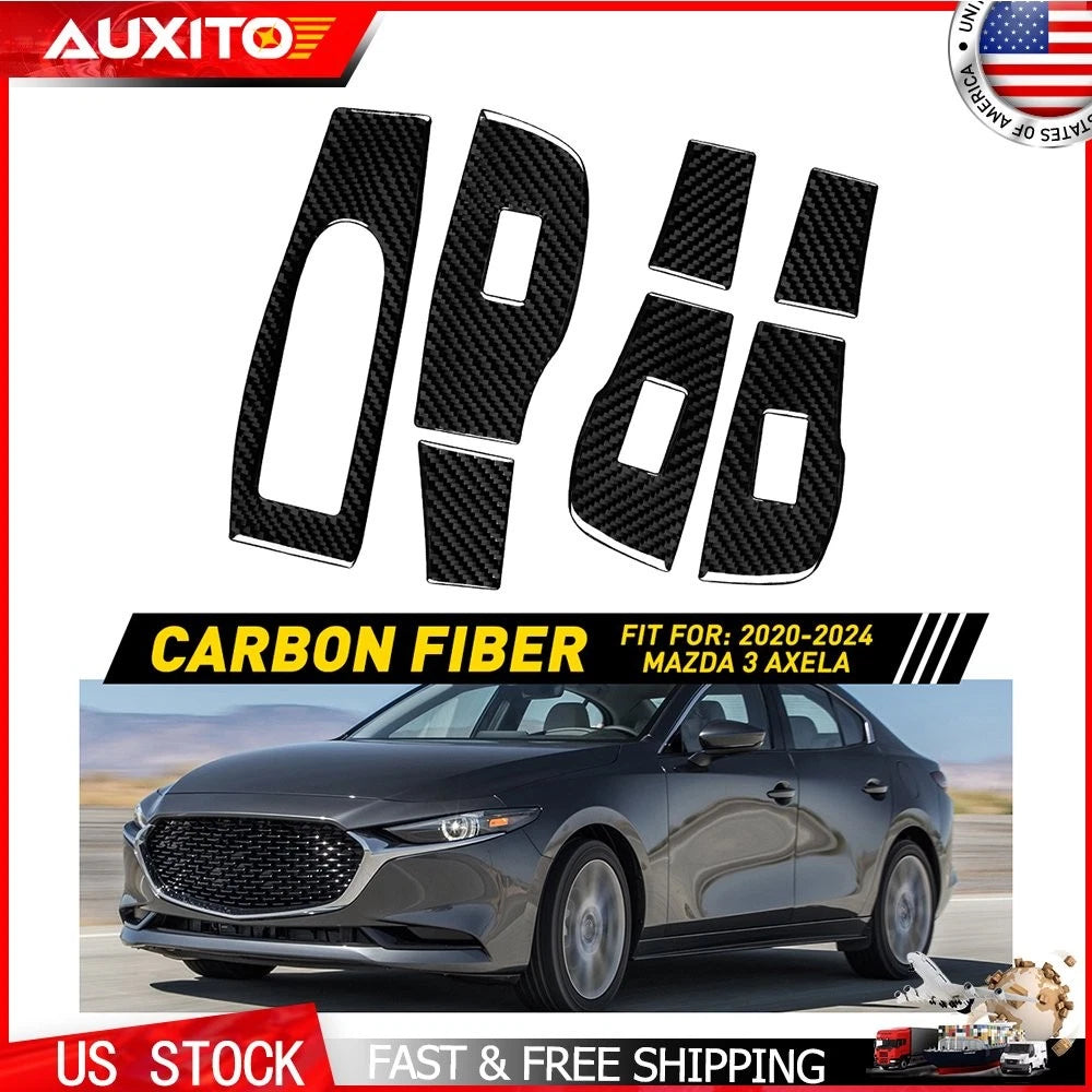 Carbon Black Window Lift Switch Panel Sticker for Mazda 3 (2020–2024)
