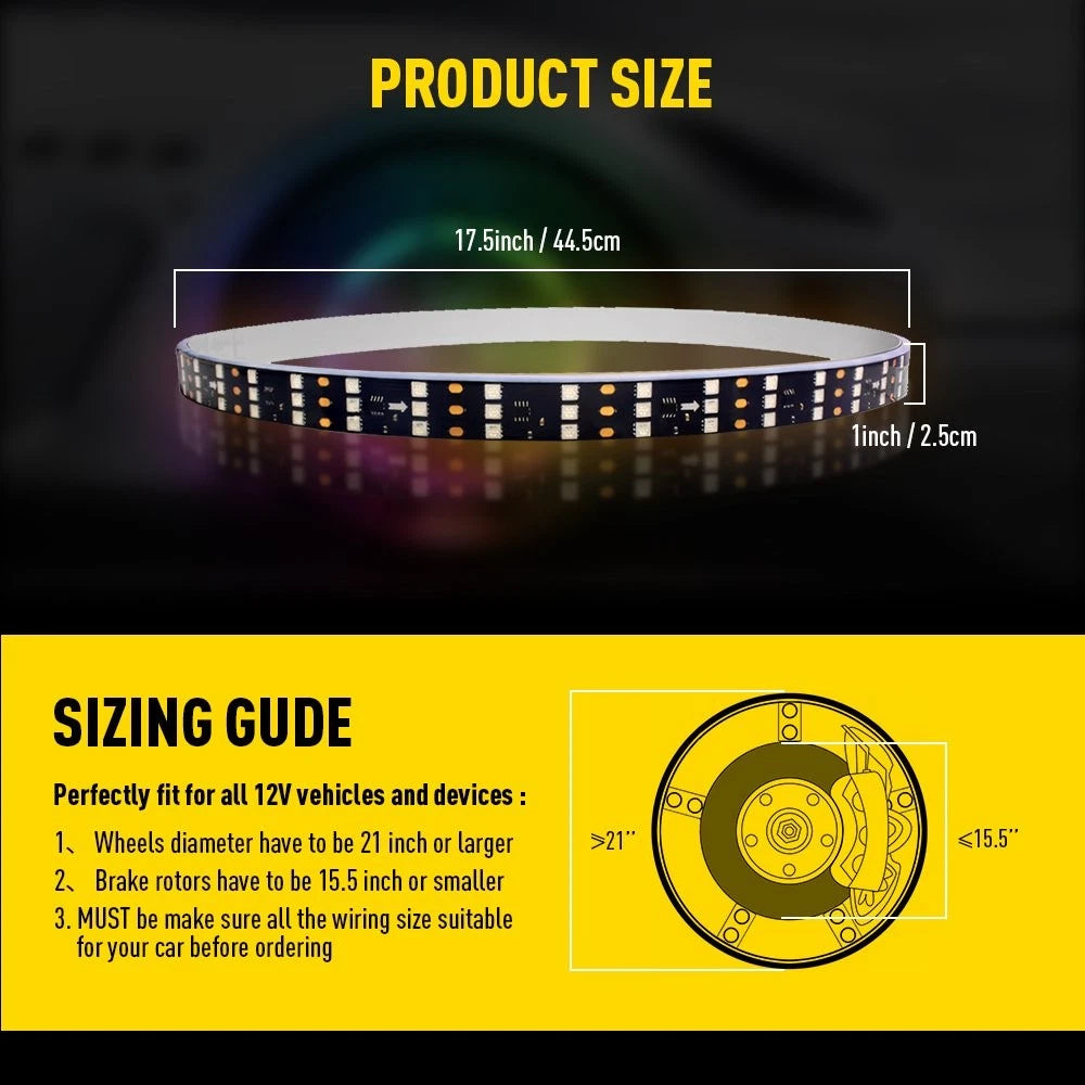17.5" RGB Wheel Ring Lights for Truck Car (Bluetooth APP)