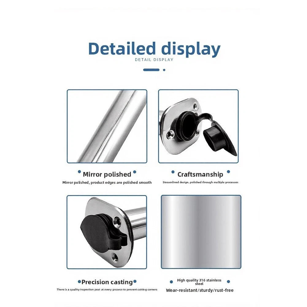 Fishing Rod Holder 30 Degree Angle 316 Stainless Steel for Boat (Universal)