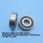 6203/16-2RS Ball Bearing for (16x40x12mm) Double Rubber Sealed