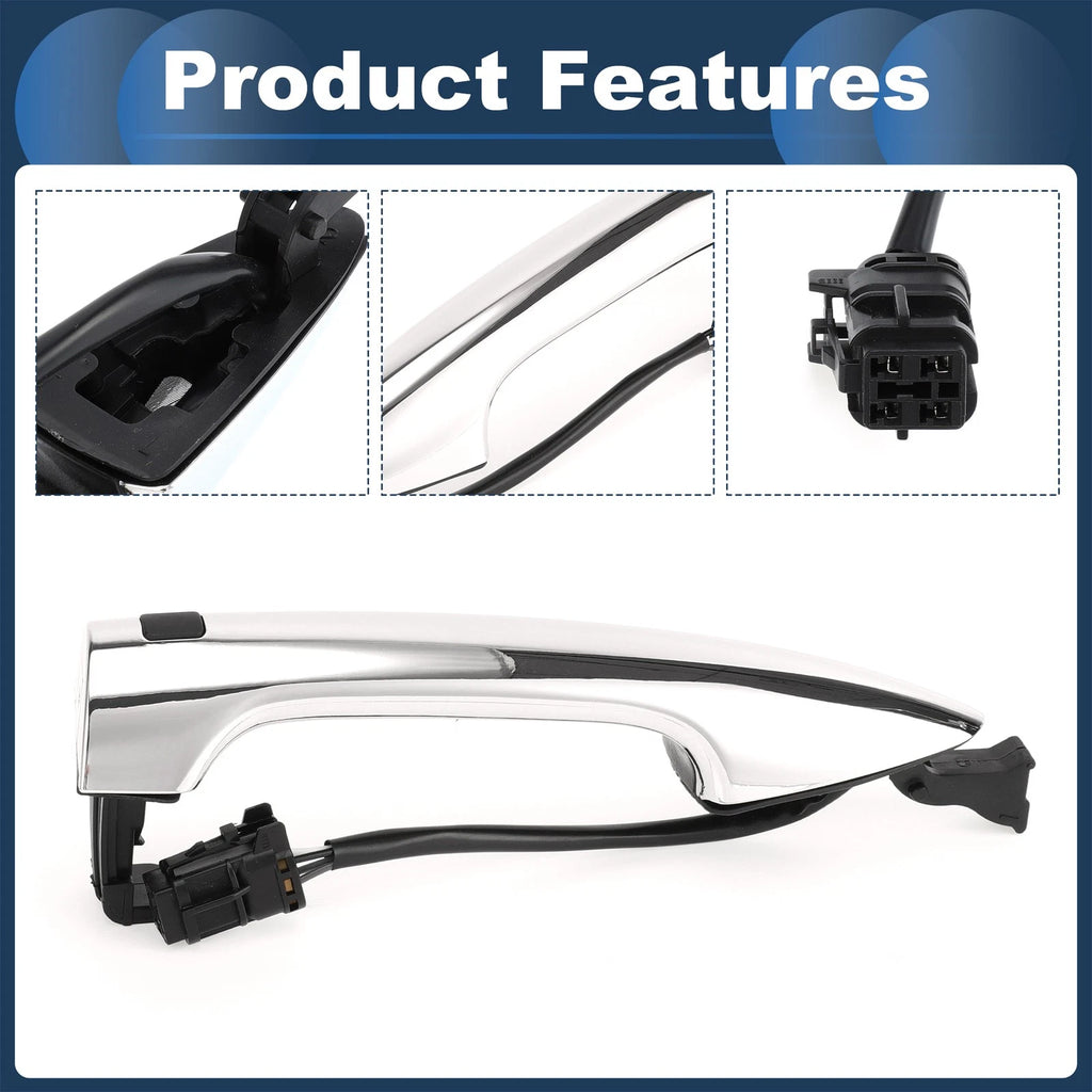 Front Left Door Handle for Kia K2 (2011–2016) - Silver Tone