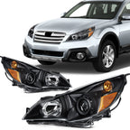 2X Headlights for Subaru Legacy Outback (2010–2014) Black Amber
