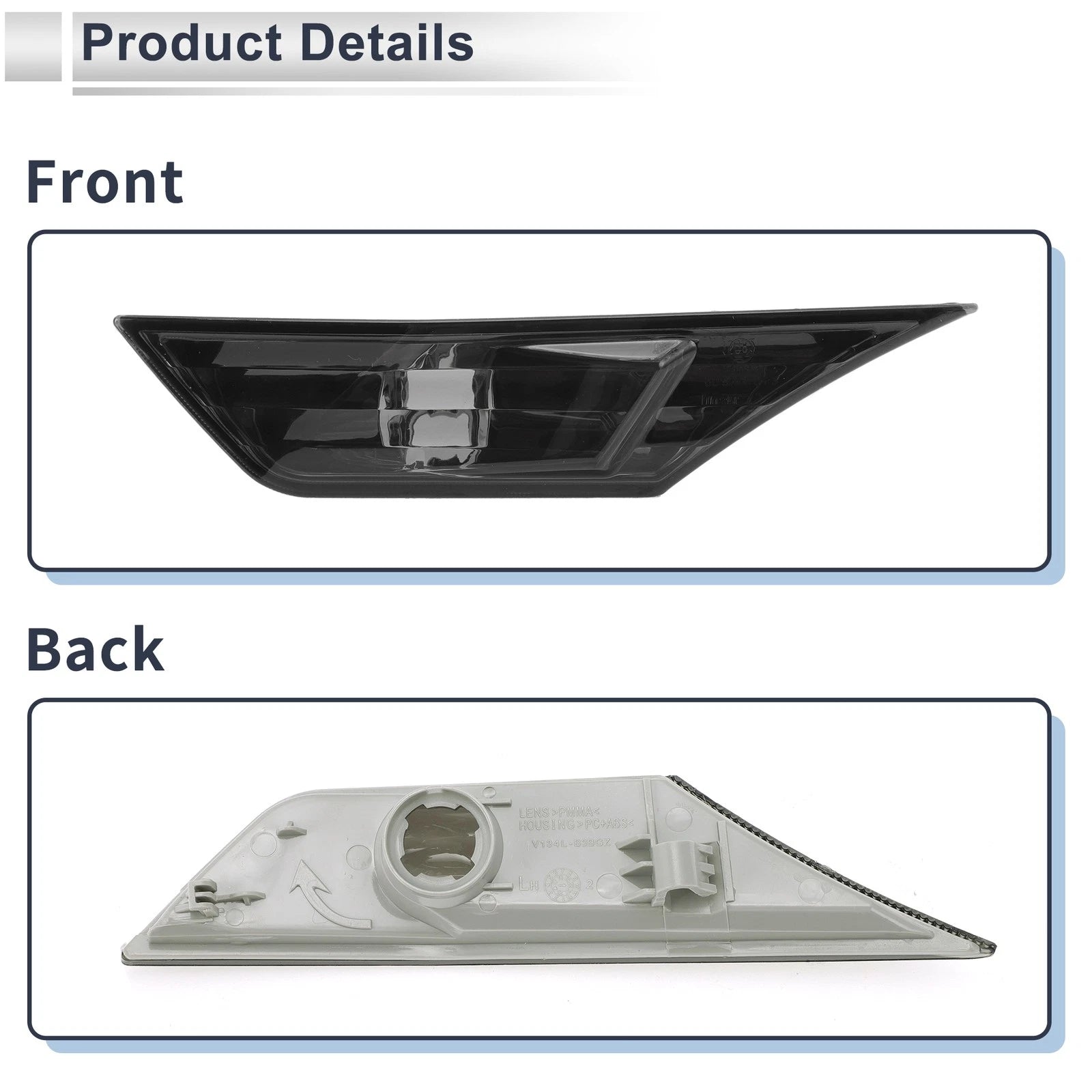 1pc Left Side Marker Light Cover for Honda Civic (No. 34350TETH01, Smoked)