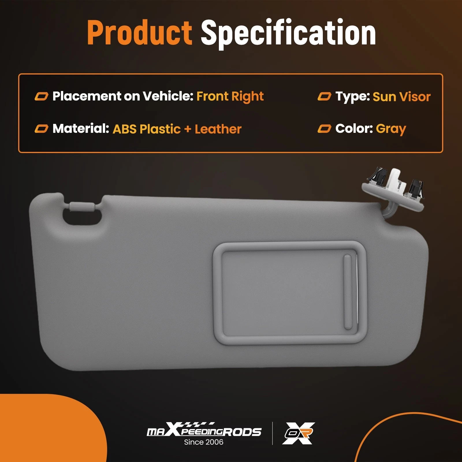 Front Passenger Sun Visor for Toyota RAV4 (2006-2013) Gray Right Side