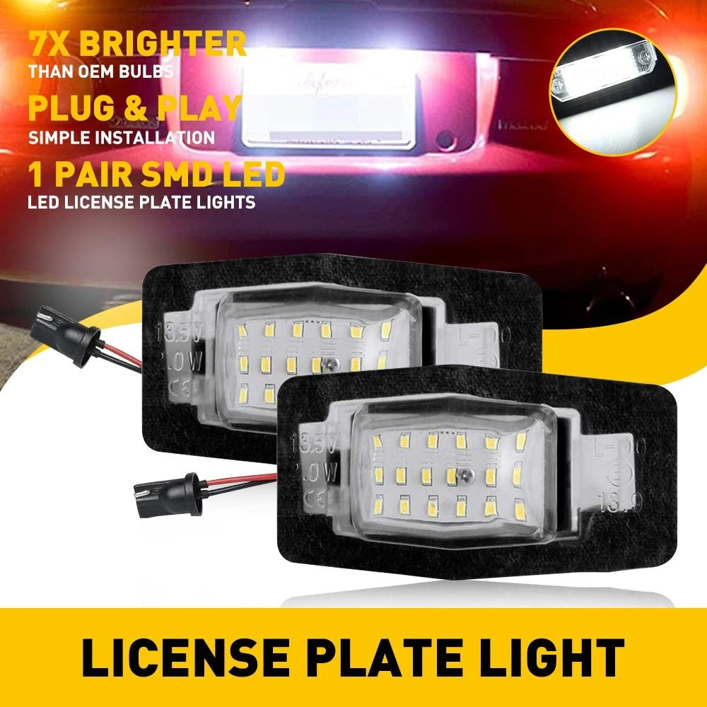2X 18-SMD White LED License Plate Lights for Mazda MX5 Miata (1999–2005)
