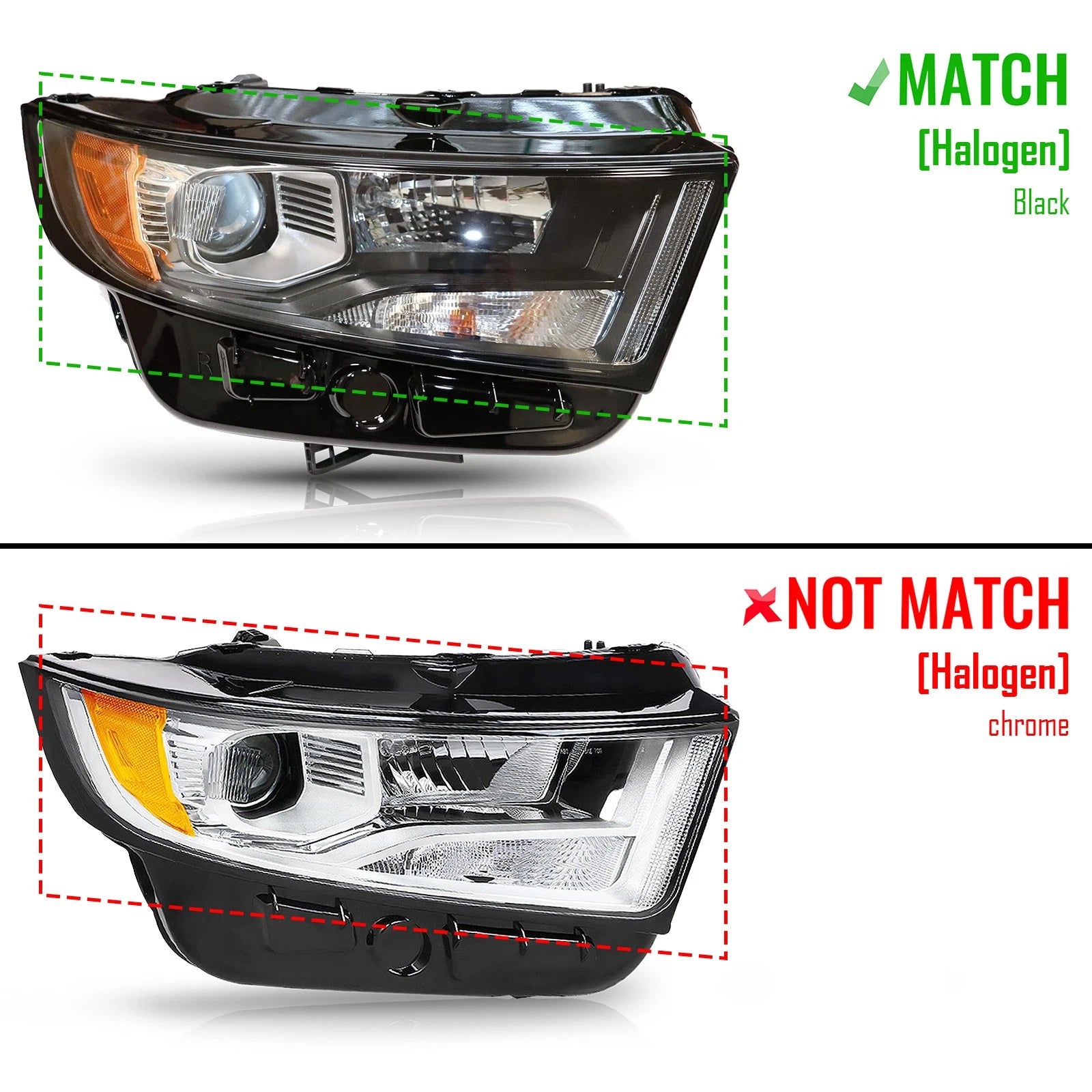 Headlight Halogen Sport Light Right Passenger Side for Ford Edge (2015–2018)