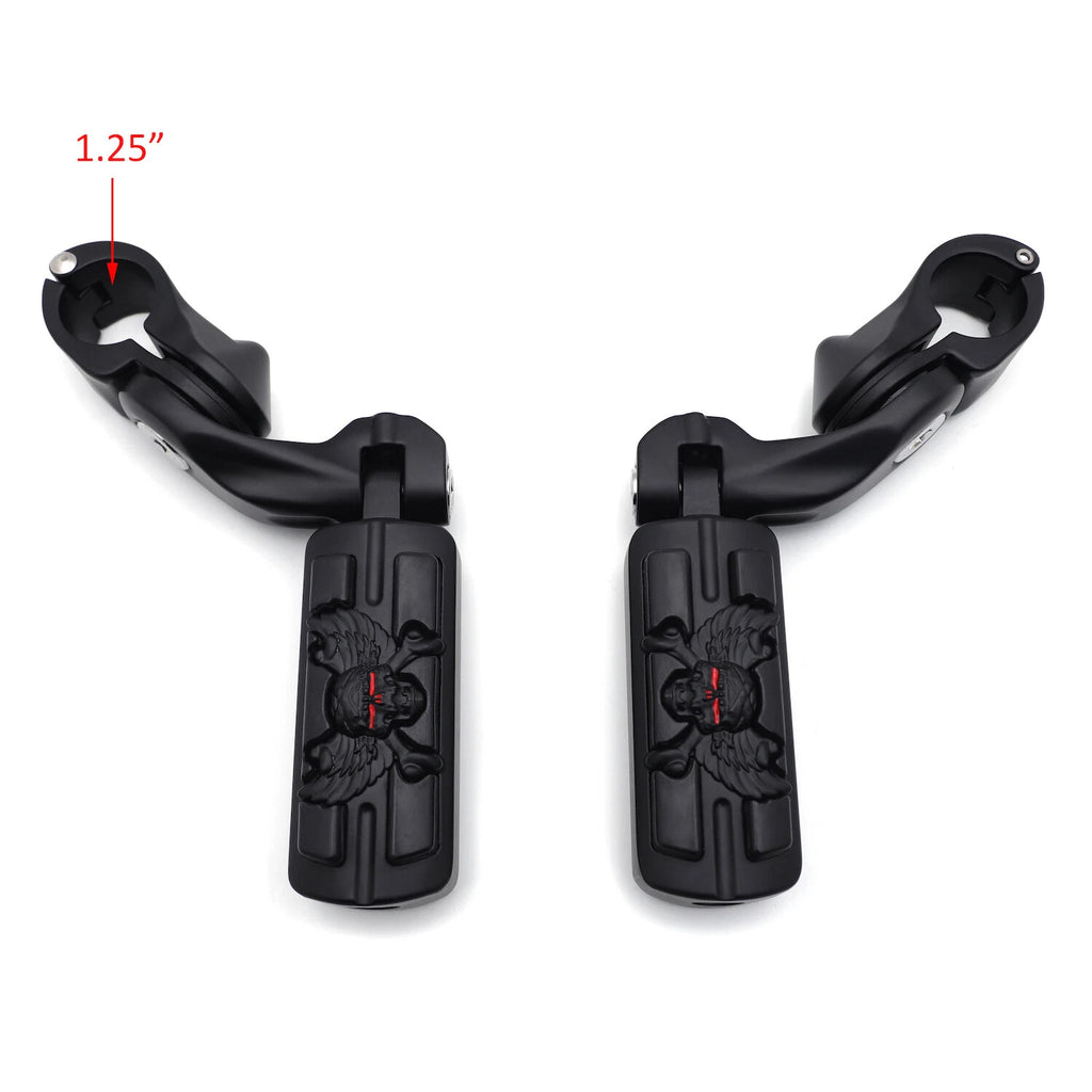 2.5" Black Pirate Skull Foot Peg Kit for Harley SuperLow XL883 (2011–2020)