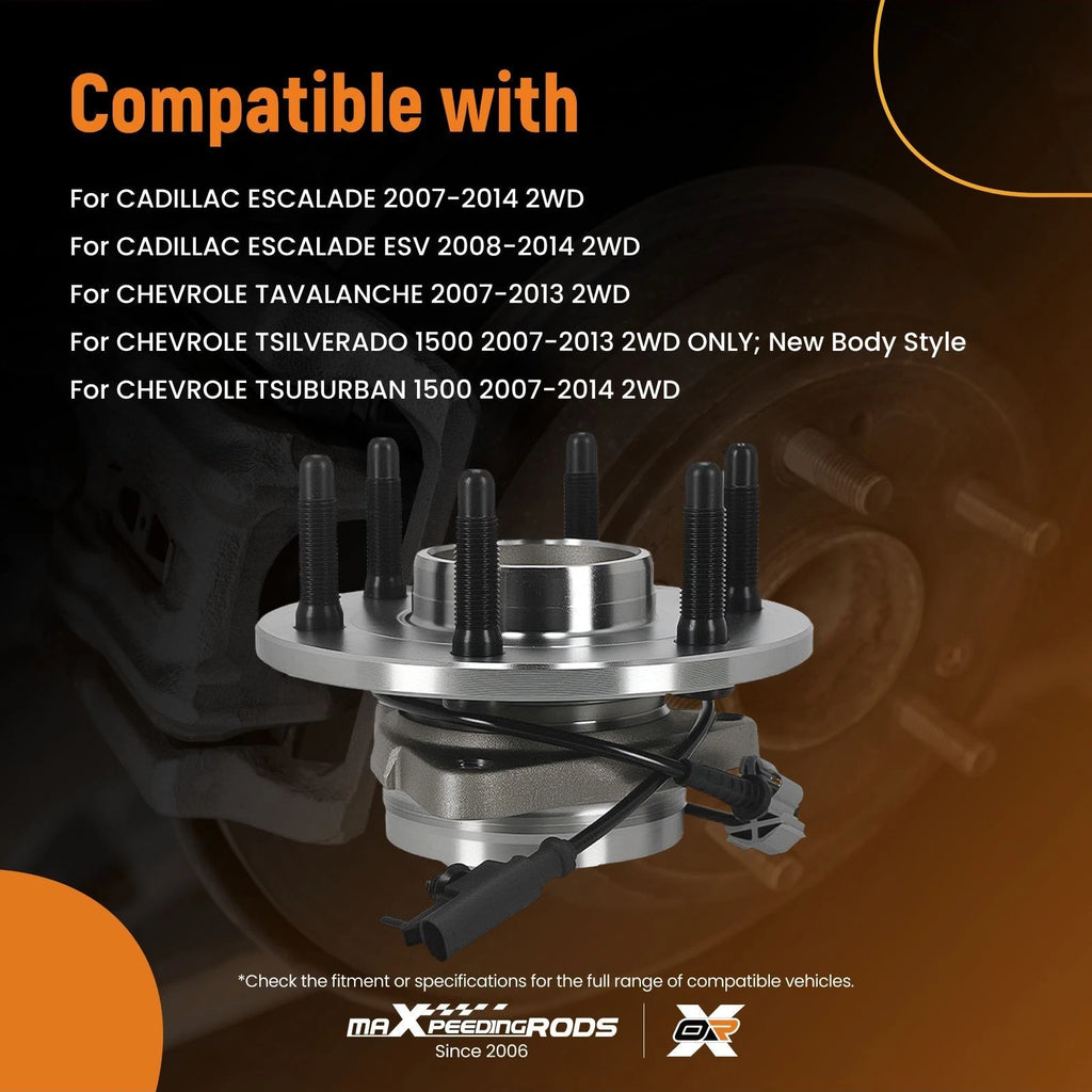 Pair Front Wheel Hub & Bearing Assembly for GMC Yukon (2007–2014) 2WD 515097 w/ABS