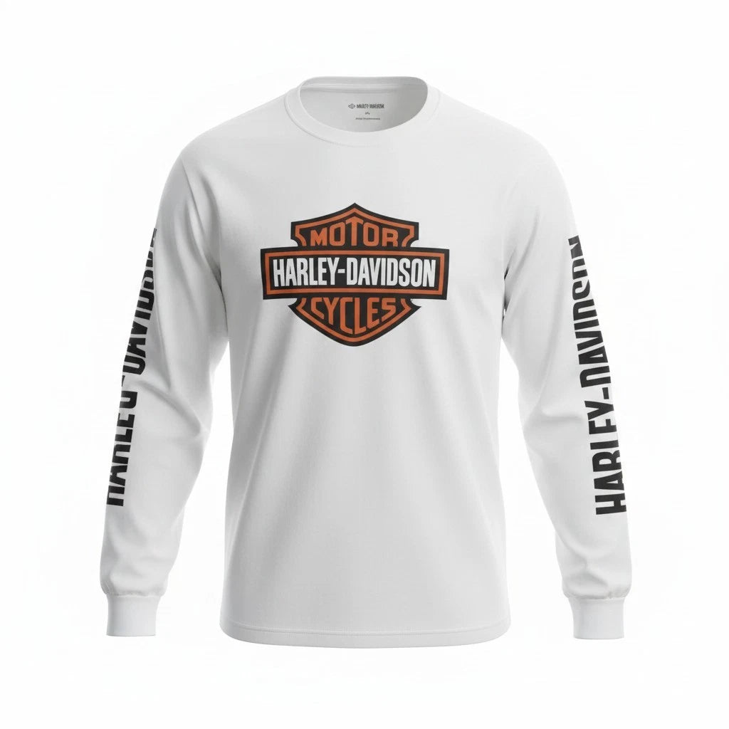 2XL Harley Bar & Shield Long Sleeve Shirt 99083-24VM (White)