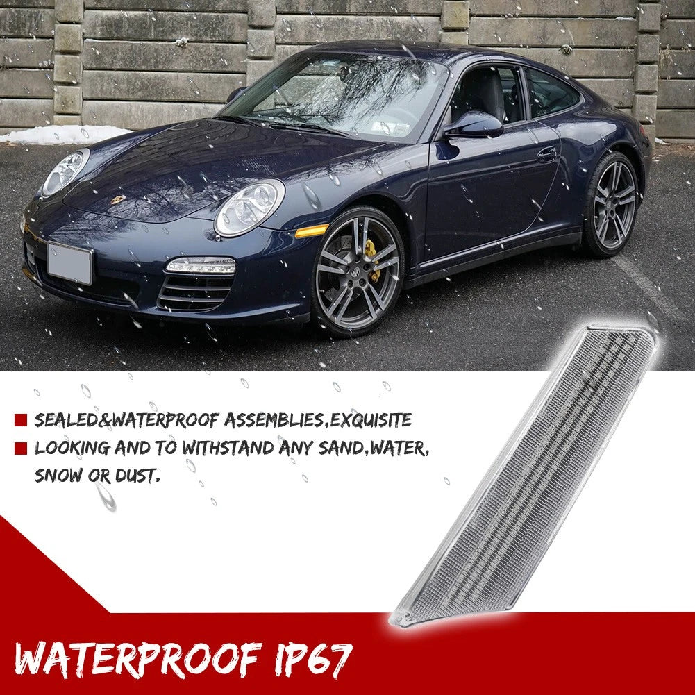 Clear Amber LED Sequential Side Marker Lights for Porsche 911, Boxster