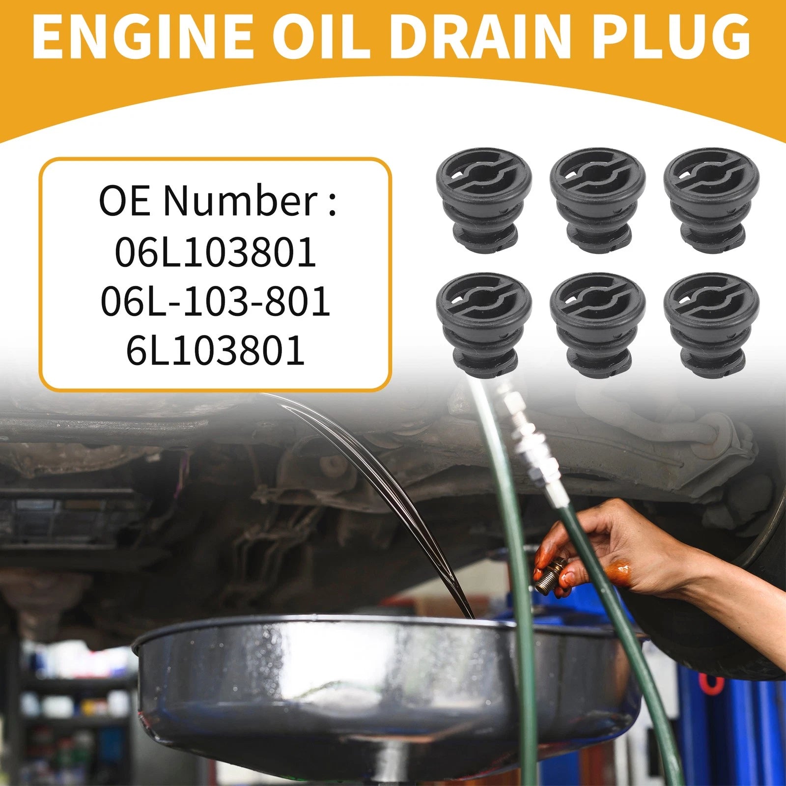 Oil Drain Plug Pan Thread Repair No.06L103801 for Audi A3 (2015–2020) 6 Pcs