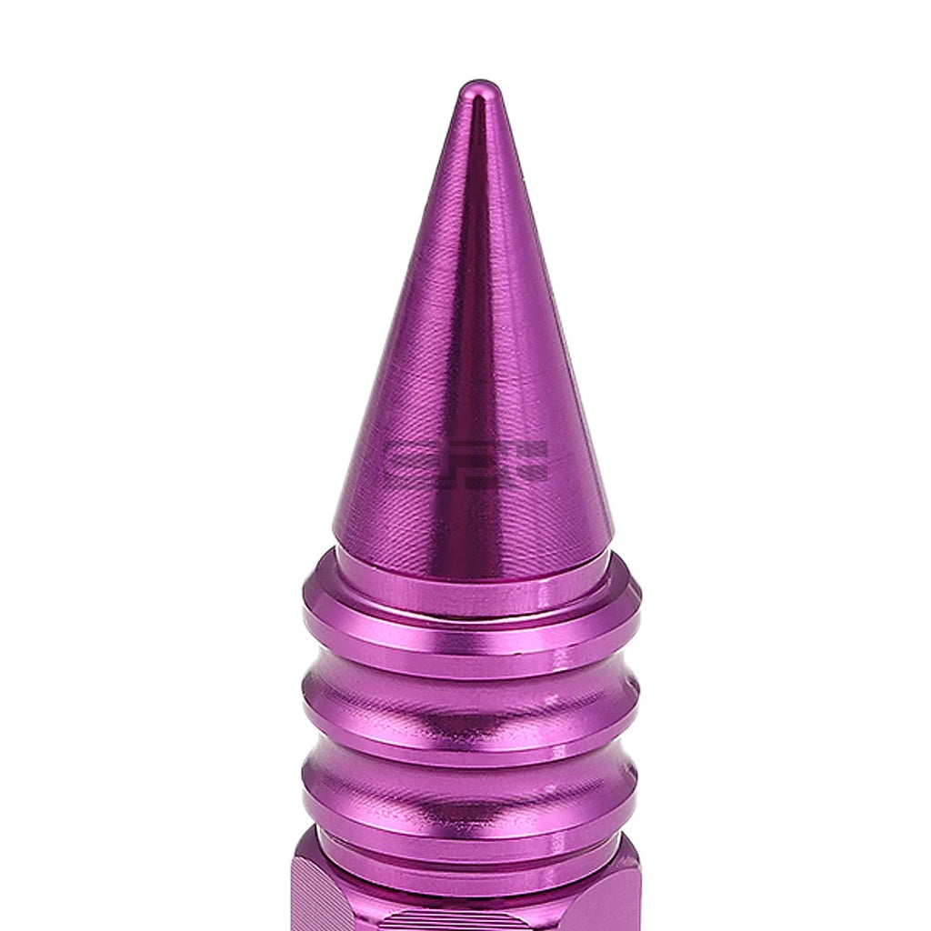 20X M12X1.5 107MM Tall 20MM OD Purple Aluminum Spike Cap Lug Nuts + Adapter