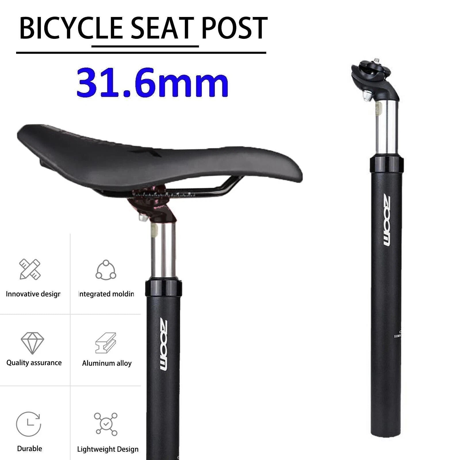 Comfort Saddle Seat Post for MTB Ebike Tricycle BMX (31.6mm x 350mm)