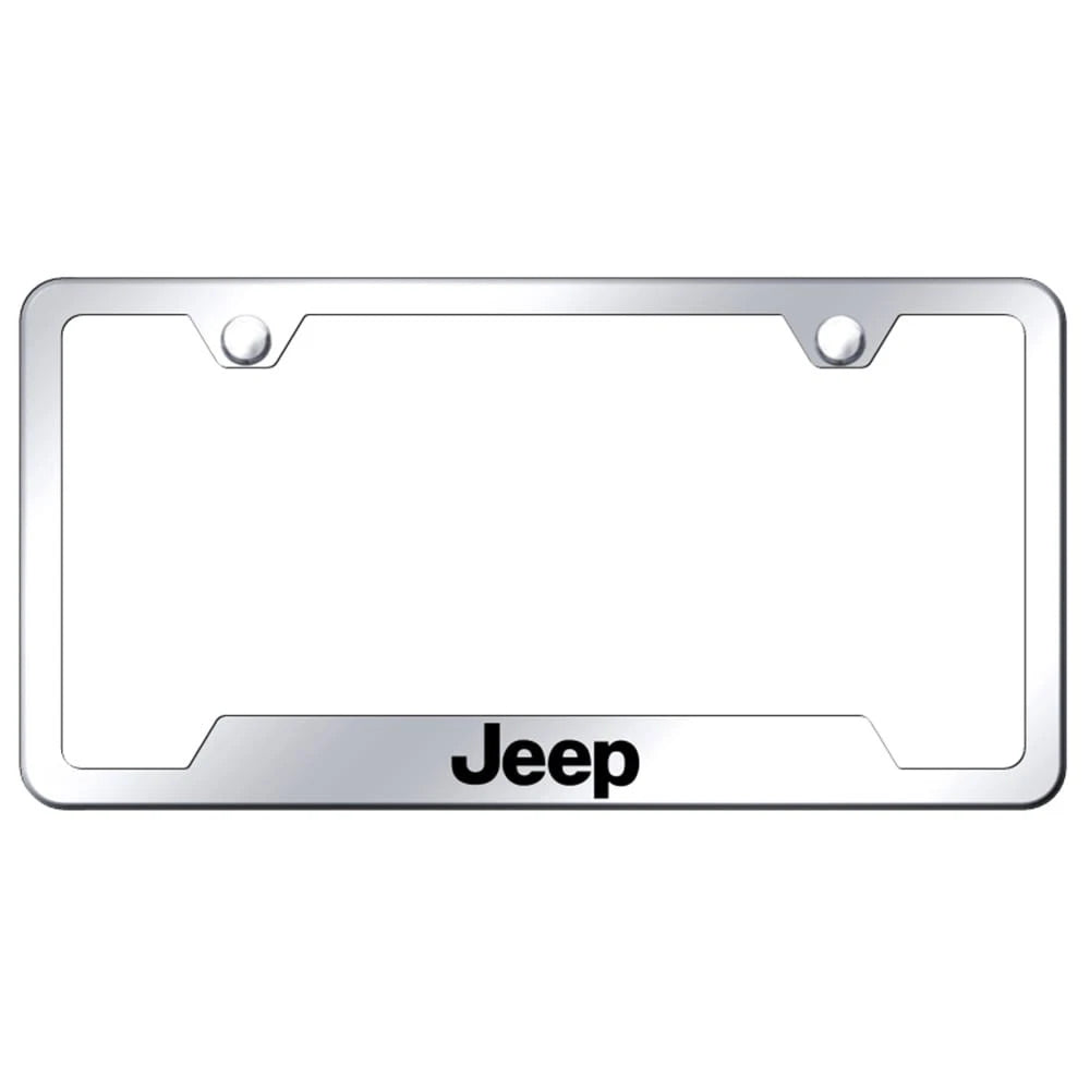 Stainless Steel Cut-Out License Plate Frame - Officially Licensed for Jeep