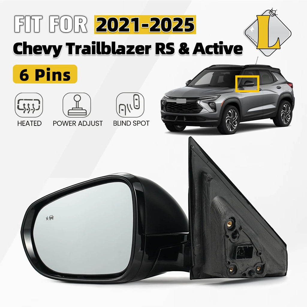 Left Side Mirror for Chevy Trailblazer RS/Active (2021–2025) W/Heated & BSD 6 Pins