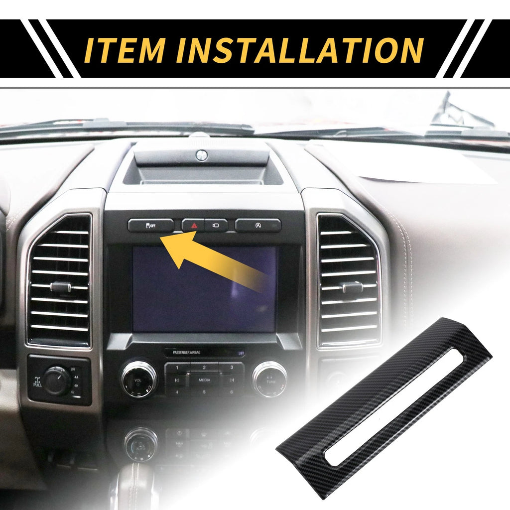 1 Pcs Emergency Light Switch Panel Trim for Ford F-150 (2015–2020) Carbon Fiber Black