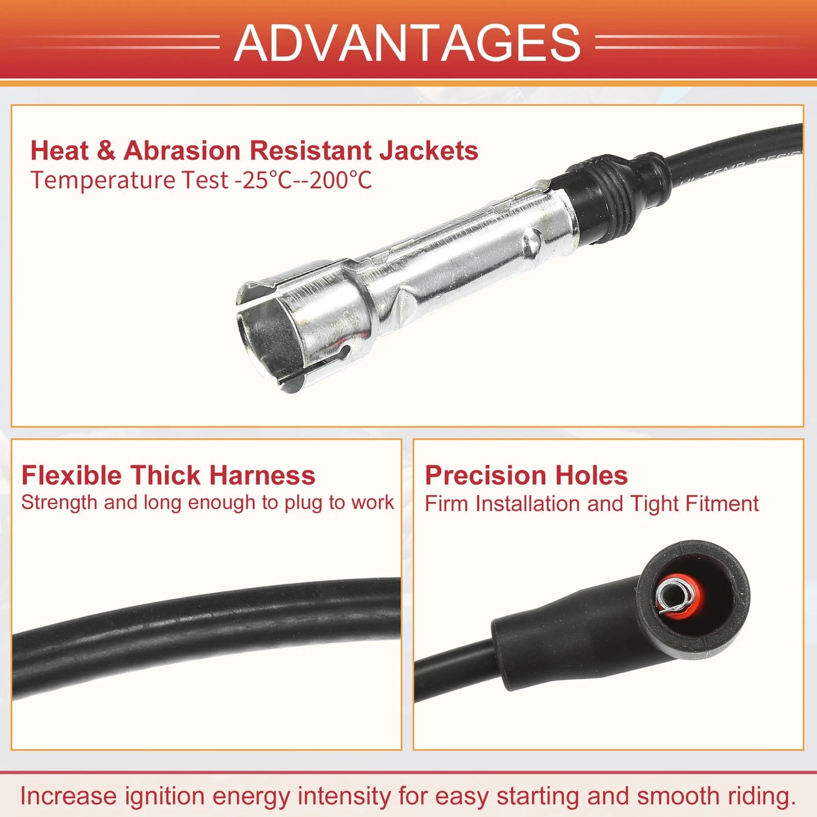 6X Spark Plug Wire Ignition Coil Cable No. 437998031B for Audi 80 100 200 (1980–1996)