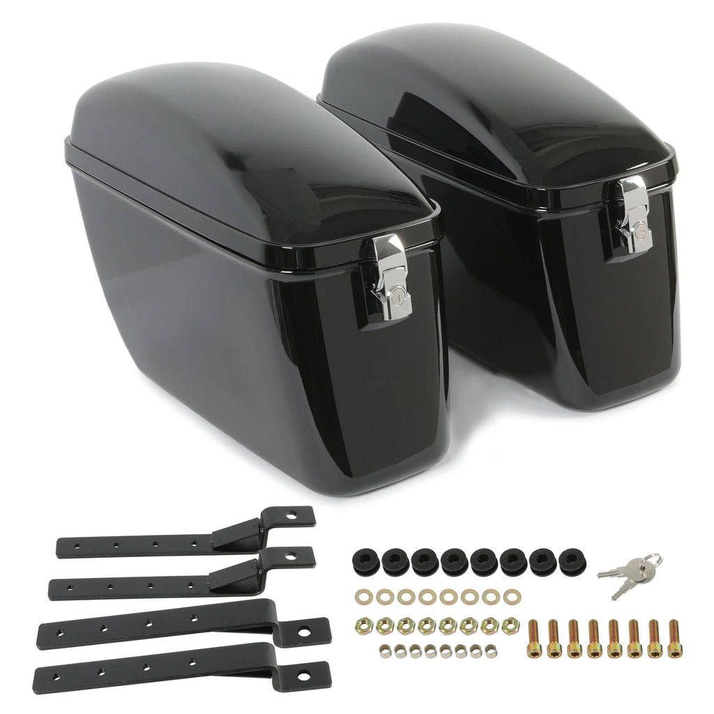 60L Black Hard Saddle Bags for Harley Dyna, Road Glide, Honda
