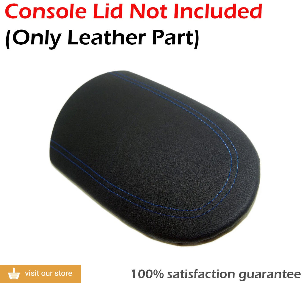 Leather Synthetic Console Armrest Cover for Nissan 370Z (2008–2019) Blue Stitch