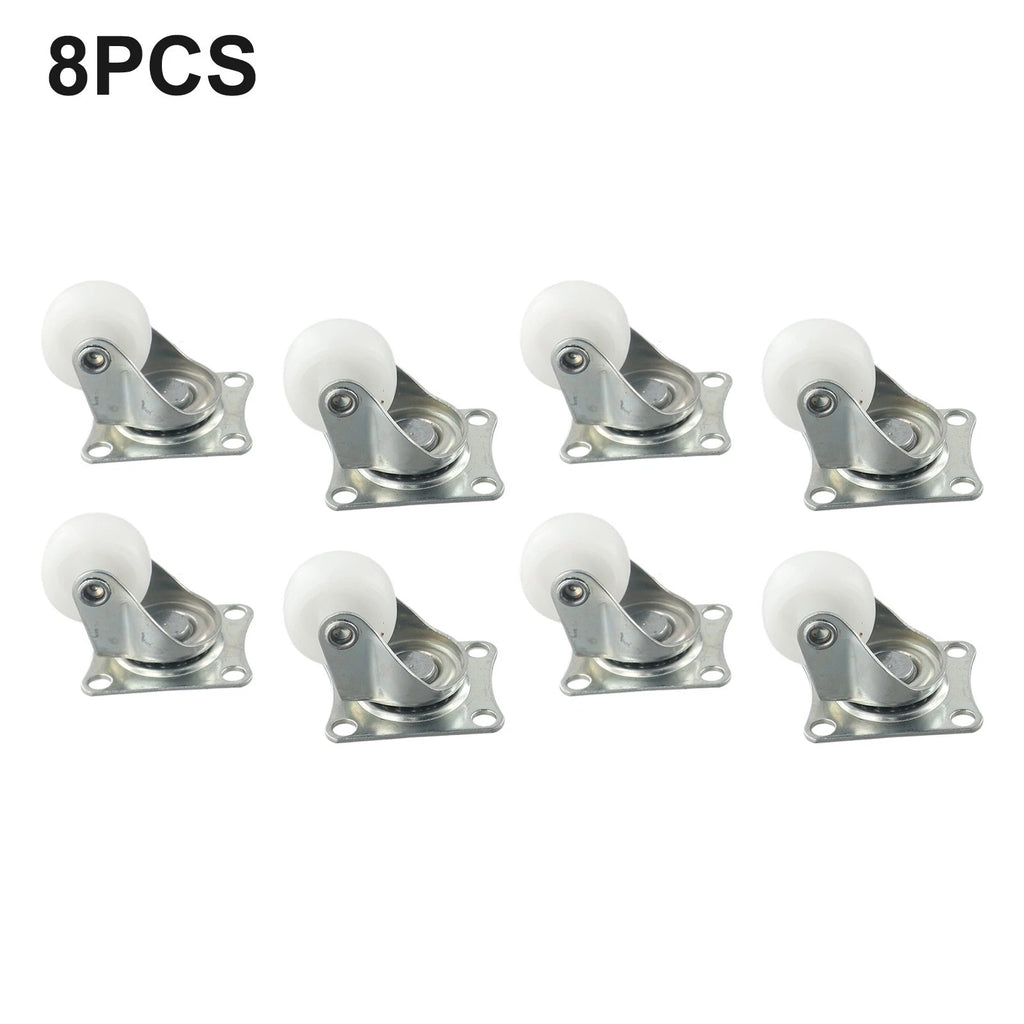 8X 1 Inch Caster Trolley Swivel Casters with Rubber Ball Bearing Wheels