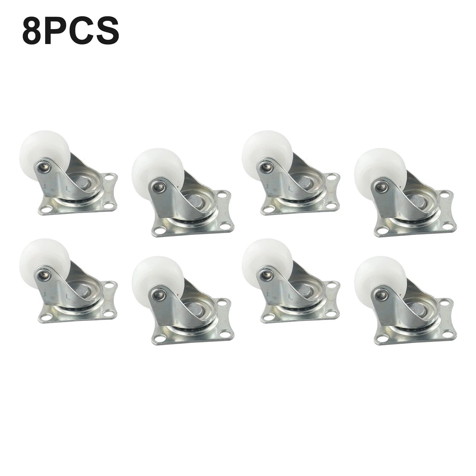 8X 1 Inch Caster Trolley Swivel Casters with Rubber Ball Bearing Wheels