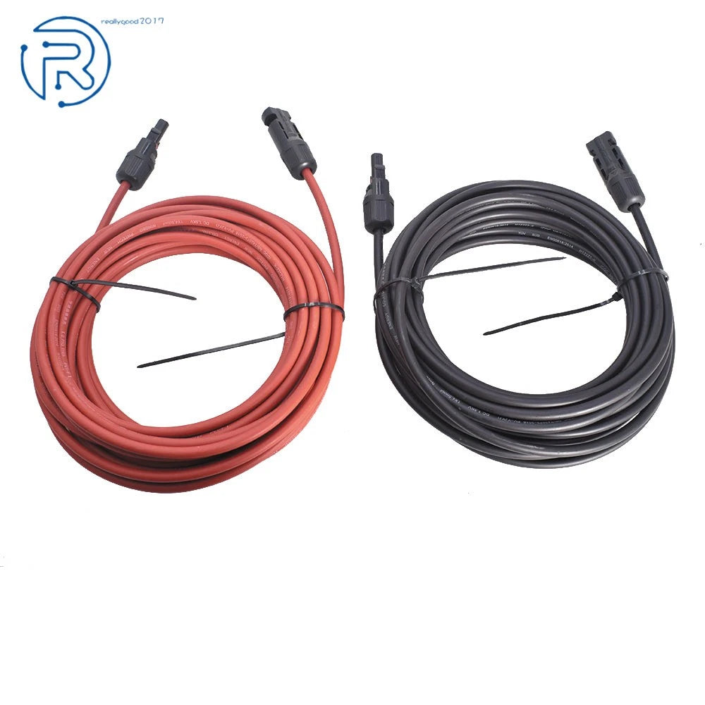 1 Pair 30 Feet 12AWG Solar Panel Extension Cable Connector for Solar Systems